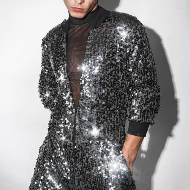 Men's Tracksuits European American Men Sets Fashionable Personalized Sequin Jumpsuit Street Casual Stage Performance Clothes