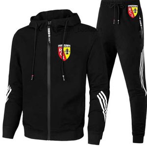 Survêtements pour hommes European Club Rc Lens Print Costume décontracté pour hommes Printemps et Automne Nouveaux vêtements de sport + pantalon 2PCS Set Hip Hop Street Loose Sportswear Z230717