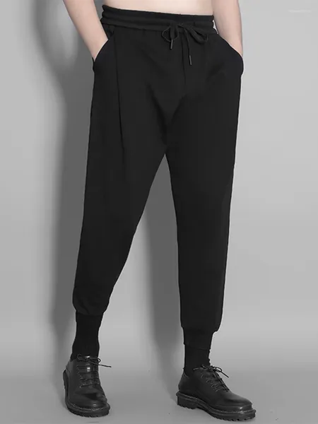 Survêtements pour hommes Automne Dark Plissé Lâche Harlem Pantalon effilé Noir Casual Jogging Mode