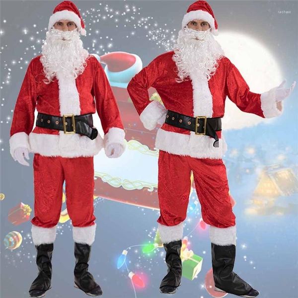 Chándales para hombres Moda 5PCS Traje Navidad Disfraces de Navidad Trajes de Papá Noel Adulto Fancy Plus Vestido Monos de gran tamaño S-3XL