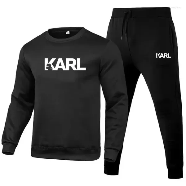 Chándales para hombres Marca de moda Karls O-cuello para mujer Ropa deportiva Primavera Otoño Sudadera Pantalones de chándal Conjuntos de 2 piezas Chándal Sudadera Hombre