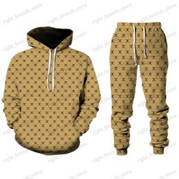 Survêtements pour hommes Design de mode 3D Sweats à capuche imprimés Ensemble pour hommes Automne Hiver Survêtements 2 pièces Costume Casual Sweashirt Vintage Street Man Tenues T240118