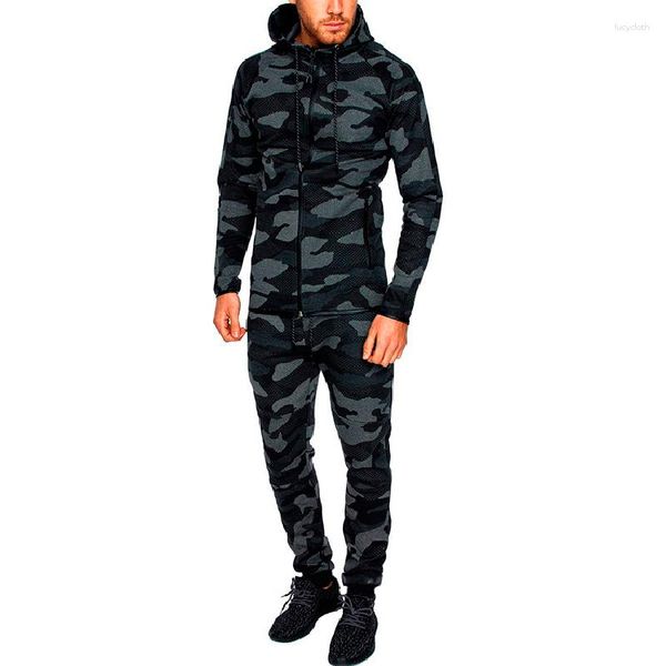 Survêtements pour hommes Sweats à capuche Sweat-shirt Camouflage Sportswear Set Vestes militaires Pantalons Survêtement Hommes 2023 Spring Track Suit MY056