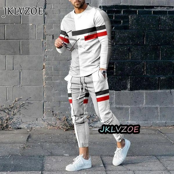 Chándales para hombres Moda Chándal de lujo Hombres Ropa deportiva casual Camiseta de manga larga Pantalones Conjuntos de 2 piezas Jogger Ropa deportiva Traje Impresión 3D