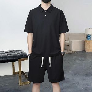 Survêtements pour hommes Mode Hommes Casual Set Streetwear Couleur unie Polo à manches courtes avec shorts Vêtements de sport d'été M-XXXXXXXXL