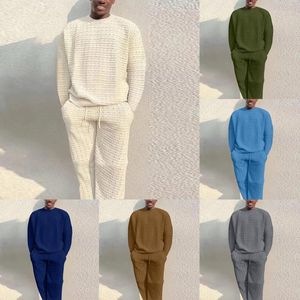 Tracksuits voor heren Fashion Men Sets Solid Color Autumn O-Neck Pullover Lange Mouw Top Trousers 2 stuks Suite Casual Tracksuit Mens Set