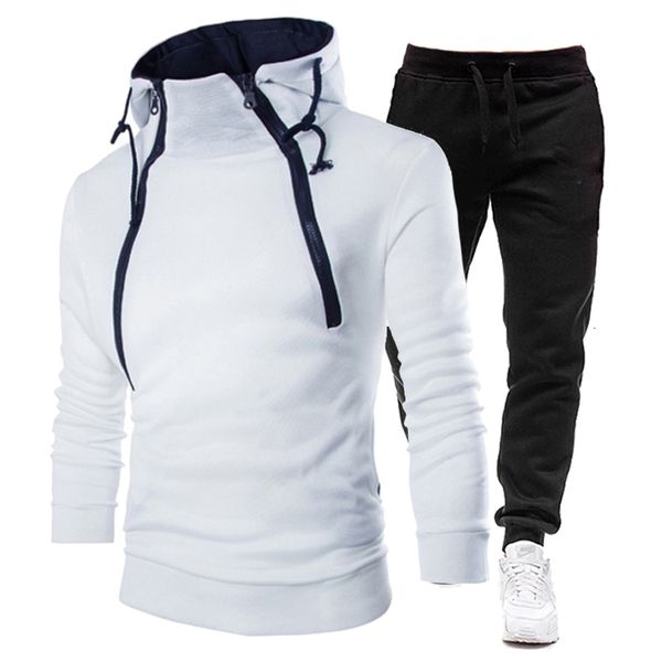 Survêtements pour hommes Mode Hommes Costumes Automne Hiver Zipper Hoodies et pantalons de survêtement Casual Pull à capuche Sport Costumes Polaire Chaud Jogging Costumes 230130