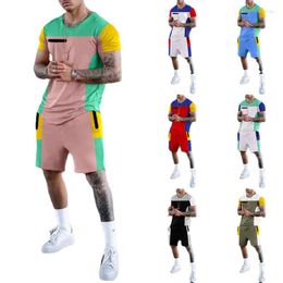 Survêtements pour hommes Mode Mens Patch Stich T-shirt Shorts Ensembles 2023Sports d'été Casual Crossfit T-shirts 2 pièces Costume Hommes Stracksuit