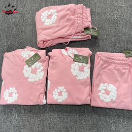 Chándales para hombres Moda de gran tamaño Streetwear Hombres Mujer Sudaderas con capucha Rosa Azul Negro Rojo Gris Verde Sudaderas casuales Kapok Puff Print