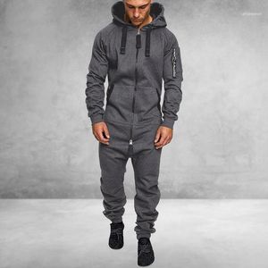 Hommes survêtements mode costume combinaison vêtement pyjama hiver hommes épissage sweat à capuche ensembles lâche fermeture éclair salopette Hombre Tra