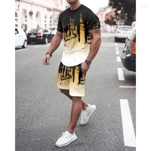 Survêtements pour hommes Mode Été T-shirt pour hommes Shorts 2 pièces Ensemble Sportswear Costume Casual Streetwear High Street Beach Homme Vêtements Outfit