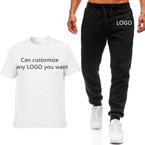 Survêtements pour hommes Mode Summer T-shirt pour hommes Logo personnalisé Tendance décontractée Haute qualité Coton Pantalon à manches courtes Costume 2 pièces Ensemble