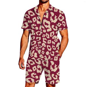 Survêtements pour hommes mode été survêtement à manches courtes chemise ensemble imprimé léopard vêtements 2 pièces costume décontracté tenues de rue