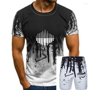 Survêtements pour hommes T-shirts de mode Slim Fit O-Cou Hommes M83 Bande T-shirt à manches courtes Gris