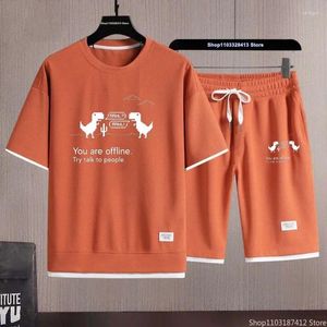 Parcours masculins Set à la mode quotidienne en deux pièces 2024 Summer Casual Breathable T-shirts Short Waffle Outdoor Exercice Sportswear M-3XL