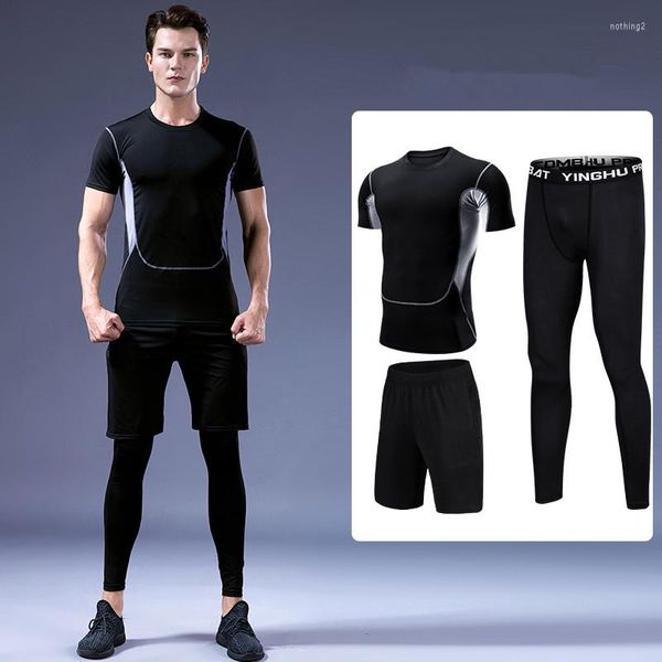 Survêtements pour hommes Fitness Running Collants de sport T-shirts Vêtements Basket-ball EntraînementVêtements Manches courtes Hommes Kit de vêtements de sport à séchage rapide