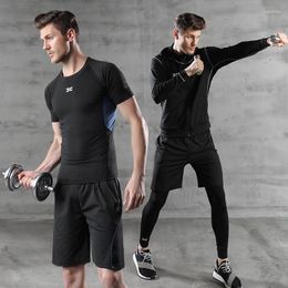 Chándales para hombres Conjunto de ropa deportiva para ejercicios Gimnasio Ropa deportiva Ropa ajustada Gimnasio Mañana Correr Ritmo Entrenamiento en seco Traje de tres piezas