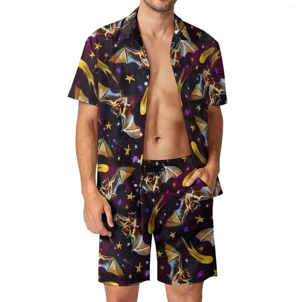 Chándales para hombre, camisa de murciélago volador, traje de 2 uds., camisas con estampado 3D, pantalones cortos de playa, conjunto de gran tamaño, ropa de calle de tendencia hawaiana para vacaciones, trajes de hombre