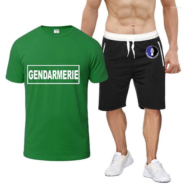 Survêtements pour hommes Gendarmerie française PSIG 2023 été hommes de haute qualité confort huit couleurs à manches courtes costume décontracté mode T-shirt