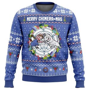 Survêtements pour hommes Fullmetal Alchemist Chimera Nina Tucker Ed-ward Ugly Christmas Sweater Cadeau de Noël Pull Père Noël Pull Hommes 3D SweatsL2402