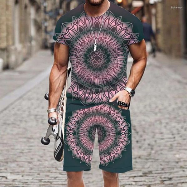 Suisses de survêtement masculines T-shirt drôle ensemble datura motif lumineux 3d mode imprimé occasionnel 2023 rue Luxury Beach Summer Tops