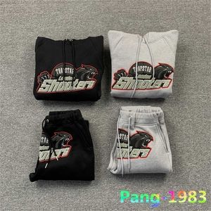 Mannen Trainingspakken FW Trapstar Hoodie Pak Mannen Vrouwen Rood Zwart Tijger Hoofd Handdoek Geborduurde Hooded Sweatshirt Pluche 220924