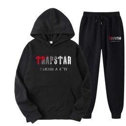 Survêtements pour hommes FW Trapstar Hommes Femmes Survêtement Marque Imprimé Streetwear Sportswear WarmTwo Pieces Set Hoodie Pantalon Jogging Hooded Loisirs tendance 555ess