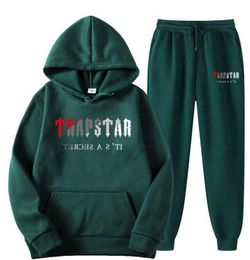 Chándales de hombre FW Trapstar Hombres Mujeres Chándal Marca Impreso Streetwear Ropa deportiva WarmTwo Pieces Set Sudadera con capucha Pantalones Jogging G2Nueva tendencia deportiva