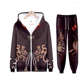 Heren tracksuits genhin impact kaedehara kazuha merch hoodies en broek mode winer pak sportkleding kawaii dames/mannen codeed cosplay