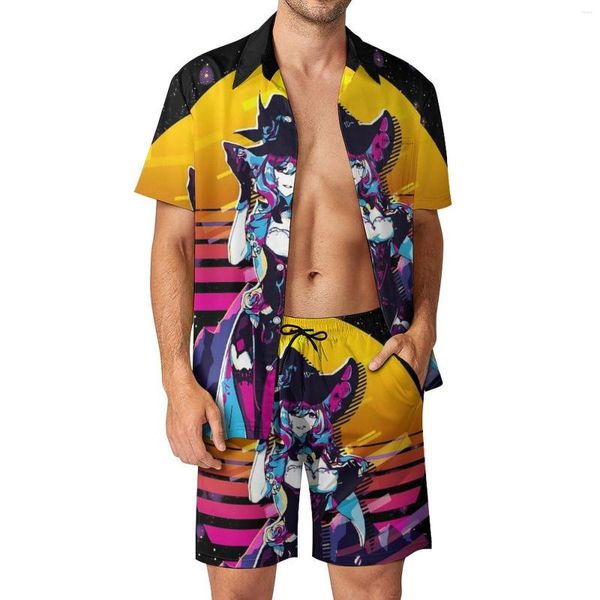 Chándales para hombres Genshin Impact Conjuntos para hombres 80s Retro Camisa casual Conjunto Vintage Ropa de playa Pantalones cortos Verano Traje personalizado Ropa de dos piezas Grande