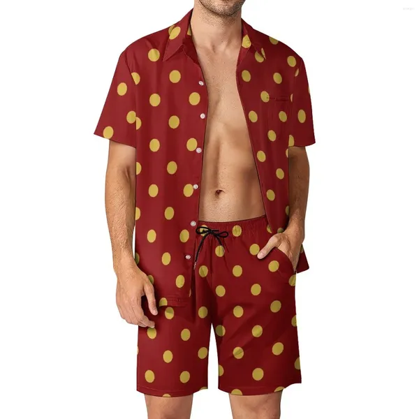 Les survêtements masculins Gold Dot Beach Men Set Men Vintage Polka Dots Casual Shirt Set Summer Imprimé Shorts deux pièces Funny Suit Plus Taille