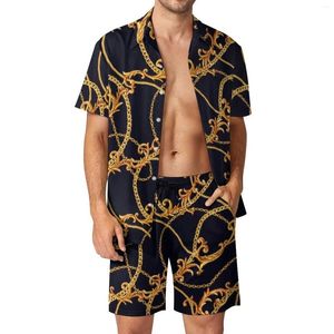 Chaîne de survêtement masculine Chaîne Golden 3D SETTS IMPRIMÉS MENS MEN MEN CASSORATION CHOST CHIRTS CHIRTS SHORTS DE PLAQUES OFFICIEL