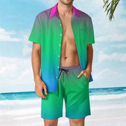 Survêtements pour hommes Gradient Polysexual Flag Beach Suit Premium 2 Pieces Pantdress Vintage Going Out USA Size