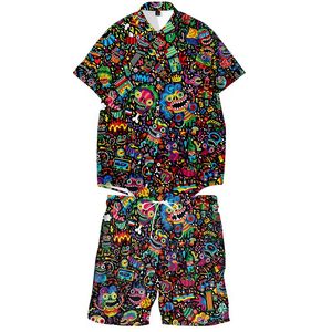 Tracksuits voor heren graffiti anime zomer korte mouw t-shirts tweedelig set tracksuit heren sets kleding plus size dropship 4xlmen's trac