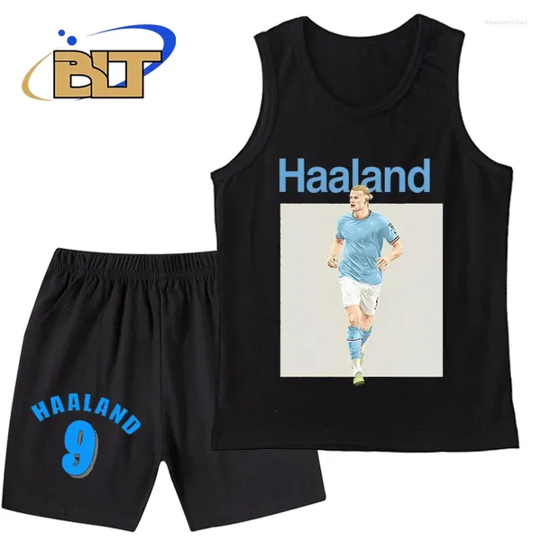 Contorts de survêtement masculins Haaland Avatar Vêtements pour enfants imprimés Summer Boys Vest Black Sports Top Shorts 2 pièces