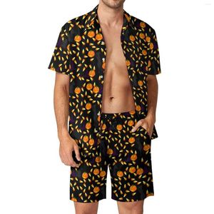 Tracksuits voor heren Halloween Candy Men stelt nieuwigheid afdrukken Casual shorts Summer Hawaii Vakantie shirt set korte mouws oversized pak cadeau-idee