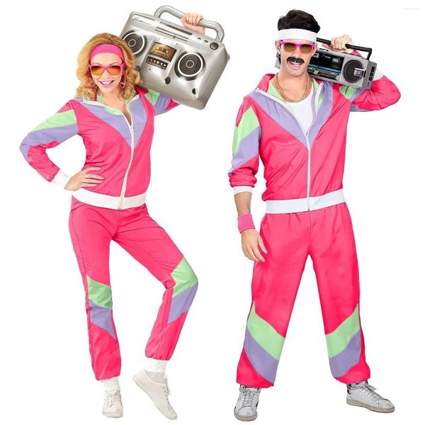 Costumes pour hommes Halloween Cosplay Costumes Unisexe 70s 80s Rétro Disco Hippie Couple Vêtements Sportswear 2 pièces Ensemble Carnaval Party Survêtement