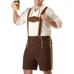 Chándales para hombres Disfraz de Halloween para hombre Oktoberfest Cerveza bávara Pantalones cortos alemanes Traje Monos Camisa Sombrero Tirantes Conjunto corto
