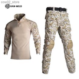 Trainingspakken voor heren HAN WILD Outdoor Airsoft Paintballkleding Militair uniform Tactisch Combat Camouflage Shirts Cargobroeken Kniebeschermers Pakken Q230110
