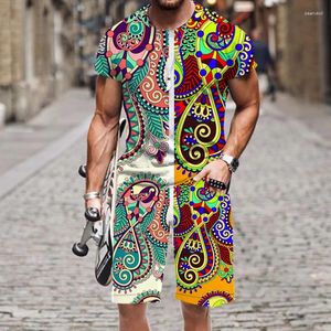 Chándales para hombres Conjunto de camiseta Harajuku Hip-hop Street Impreso en 3D Ropa deportiva de verano Playa de lujo Manga corta Tops casuales Traje divertido O Cuello