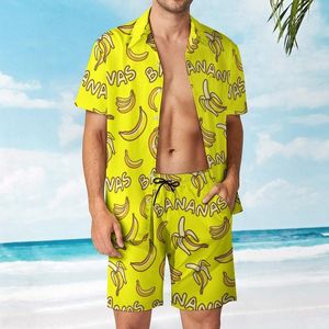 Chándales para hombre Hawaii Set Moda 3D Plátano Estampado de verano Casual Camisa de manga corta Pantalones cortos de dos piezas