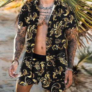 Heren trainingspakken Hawaiiaanse afdrukken korte outfit zomer casual bloemenoverhemd strandshorts tweedelig pak mode heren sets M-3XL