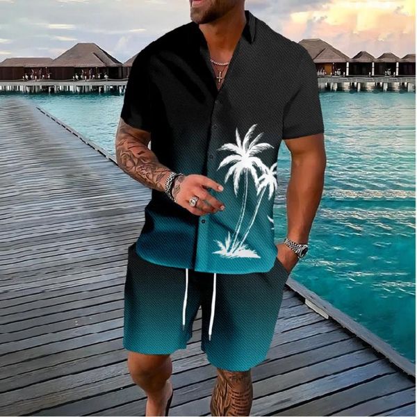 Suisses à parcours masculines Hawaiian Vacation Palm Tree Shirts Shorts Summer Colors de plage Définir le streetwear hipster cool Hommes décontractés