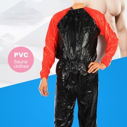 Heren Trainingspakken Zware belasting Zweet Sauna pak Oefening Gym Anti-scheuren PVC Kledingset voor Fitness Gewichtsverlies Hardlopen Training Zweten Sportkleding 221201