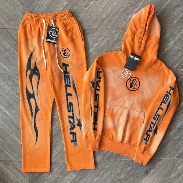 Survêtements pour hommes Hell as star Dios Pantalon à capuche orange feu T240118