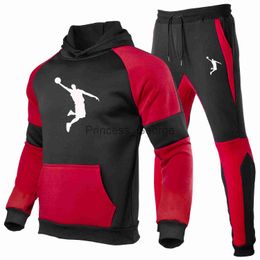 Survêtements pour hommes Herfst Nl Winter Nieuwe Mannen Merk Casual Pak Jogging Ssports Stiksels Hoodie Broek 2Delige Set Van Mannen Trui hommes costume x0627