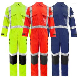 Survêtements pour hommes combinaisons haute visibilité avec rayures réfléchissantes vêtements de travail anti-poussière vêtements de protection de sécurité