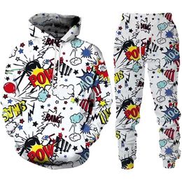Survêtements pour hommes Hip Hop 3D Cartoon imprimé à capuche pantalon costume cool hommes / femmes 2 pcs sportwear survêtement ensemble printemps automne vêtements pour hommes 220914