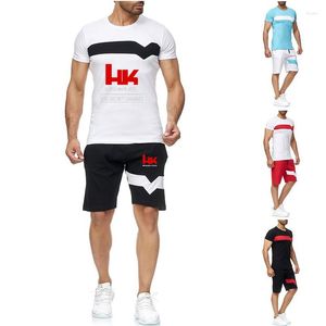 Survêtements pour hommes HK Heckler Koch No Compromise 2023 Hommes Casual Sweat Suit Rayé À Manches Courtes T-shirt Ensembles Vêtements De Sport Pour Hommes Survêtement D'été