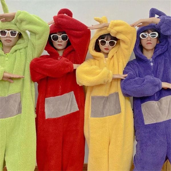 Accueil 4 Couleurs Cosplay Pour Adulte Drôle Tinky Winky Anime Dipsy Laa-Laa Po Doux Manches Longues Pièce Pyjama CostumeMen's Track